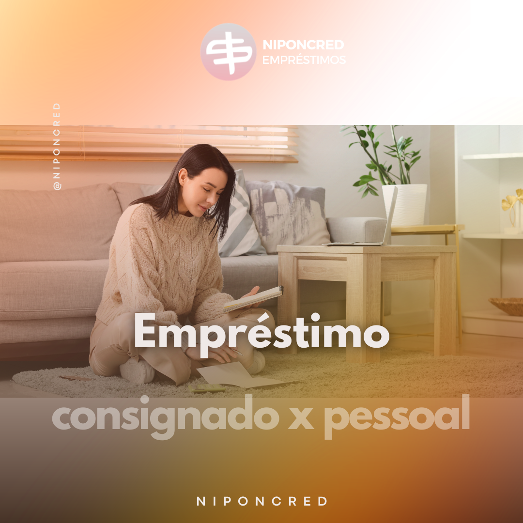 Comparativo visual entre empréstimo consignado e empréstimo pessoal mostrando vantagens e taxas